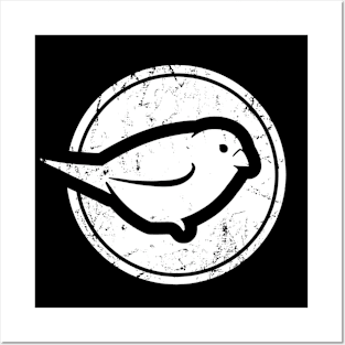 Stylized sparrow in white for bird and ornithology lovers Posters and Art